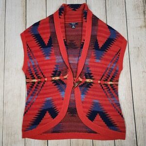 Chaps Denim‎ Aztec Shawl Collar Single Button Cardigan Sweater ~Womens Size L